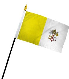 Vatican City (Papal) 4in x 6in Mounted Stick Flags