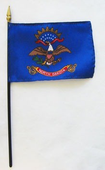 North Dakota  4in x 6iin Mounted Handheld Stick Flags