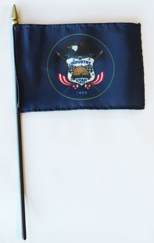 Utah  4in x 6in Mounted Handheld Stick Flags