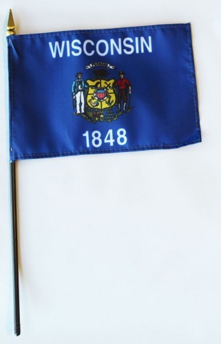 Wisconsin  4in x 6in Mounted Stick Flags