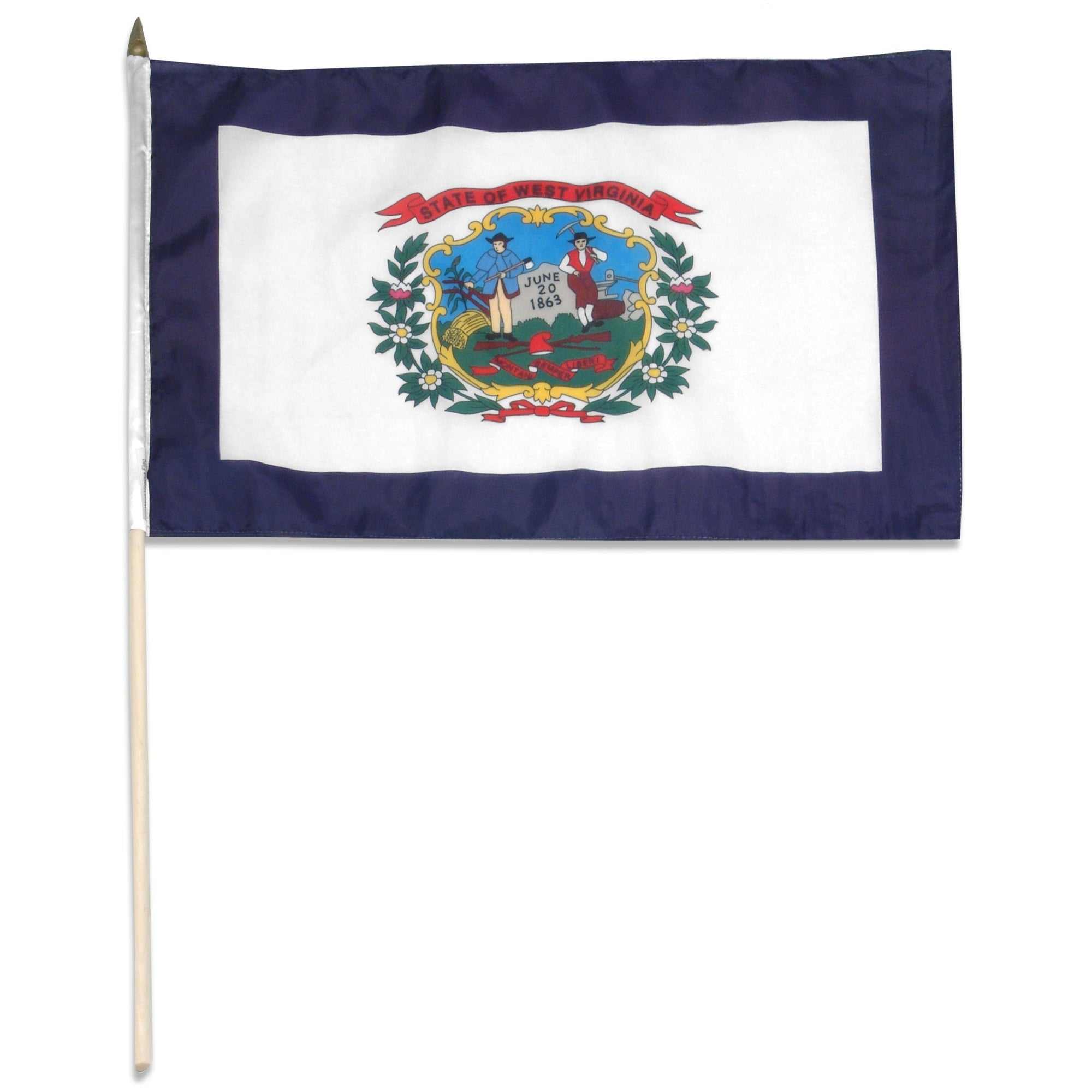 West Virginia  12in x 18in Mounted Flag