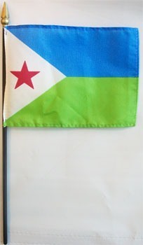 Djibouti 4in x 6in Mounted Stick Flags