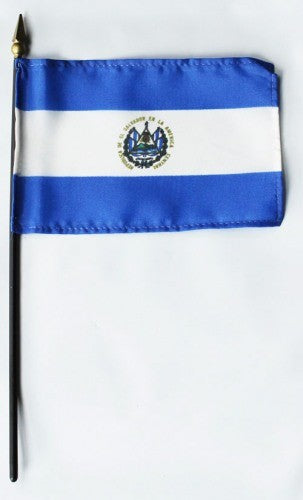 El Salvador 4in x 6in Mounted Stick Flags