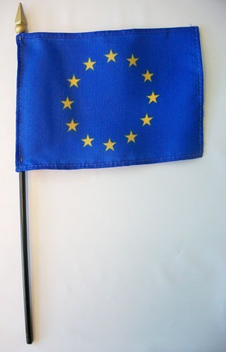 European Union 4in x 6in Mounted Stick Flags