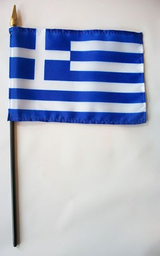 Greece 4in x 6in Mounted Handheld Stick Flags