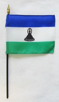 Lesotho 4in x 6in Mounted Stick Flags
