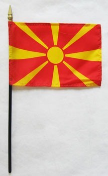 Macedonia 4in x 6in Mounted Stick Flags
