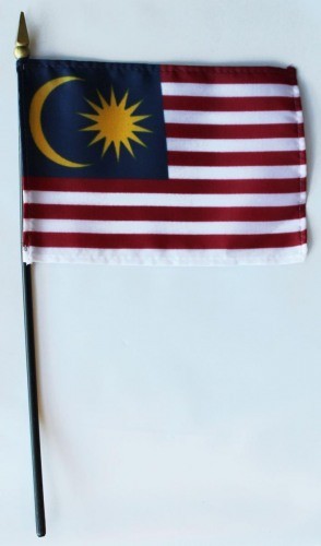 Malaysia 4in x 6in Mounted Stick Flags