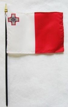 Malta 4in x 6in Mounted Stick Flags