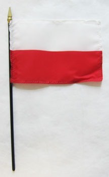 Poland 4in x 6in Mounted Handheld Stick Flags