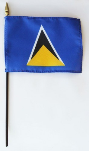 Saint Lucia 4in x 6in Mounted stick Flags