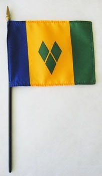 Saint Vincent & Grenadines 4in x 6in Mounted Stick Flags