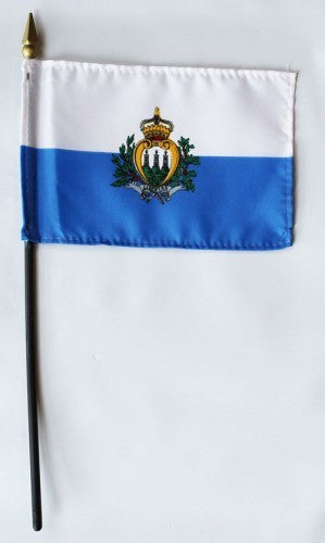 San Marino 4in x 6in Mounted Stick Flags