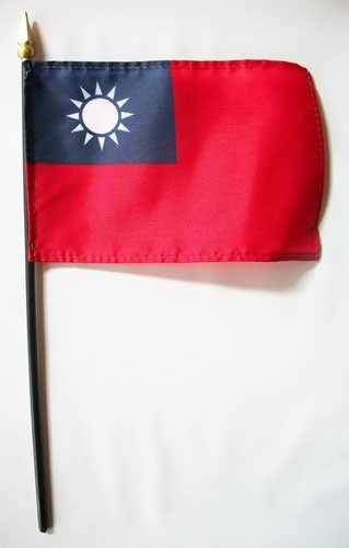 Taiwan 4in x 6in Mounted Stick Flags