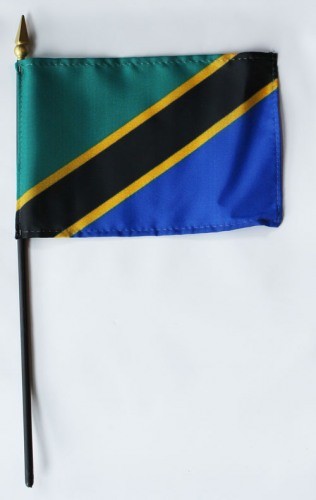 Tanzania 4in x 6in Mounted Stick Flags