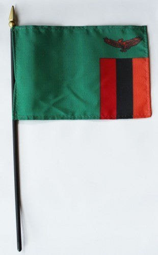 Zambia 4in x 6in Mounted Stick Flags