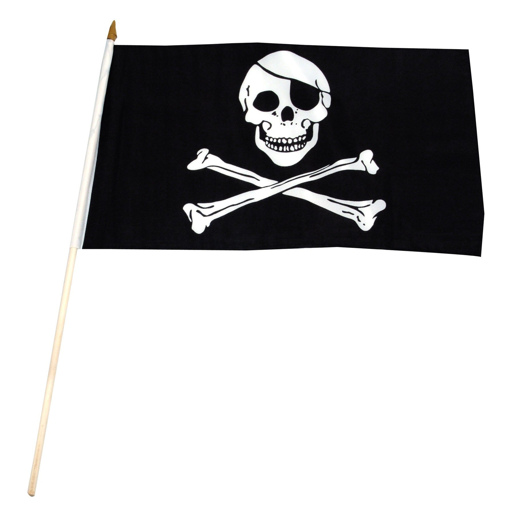 Jolly Roger-Pirate with black eye patch Mounted 12" x 18" Flags