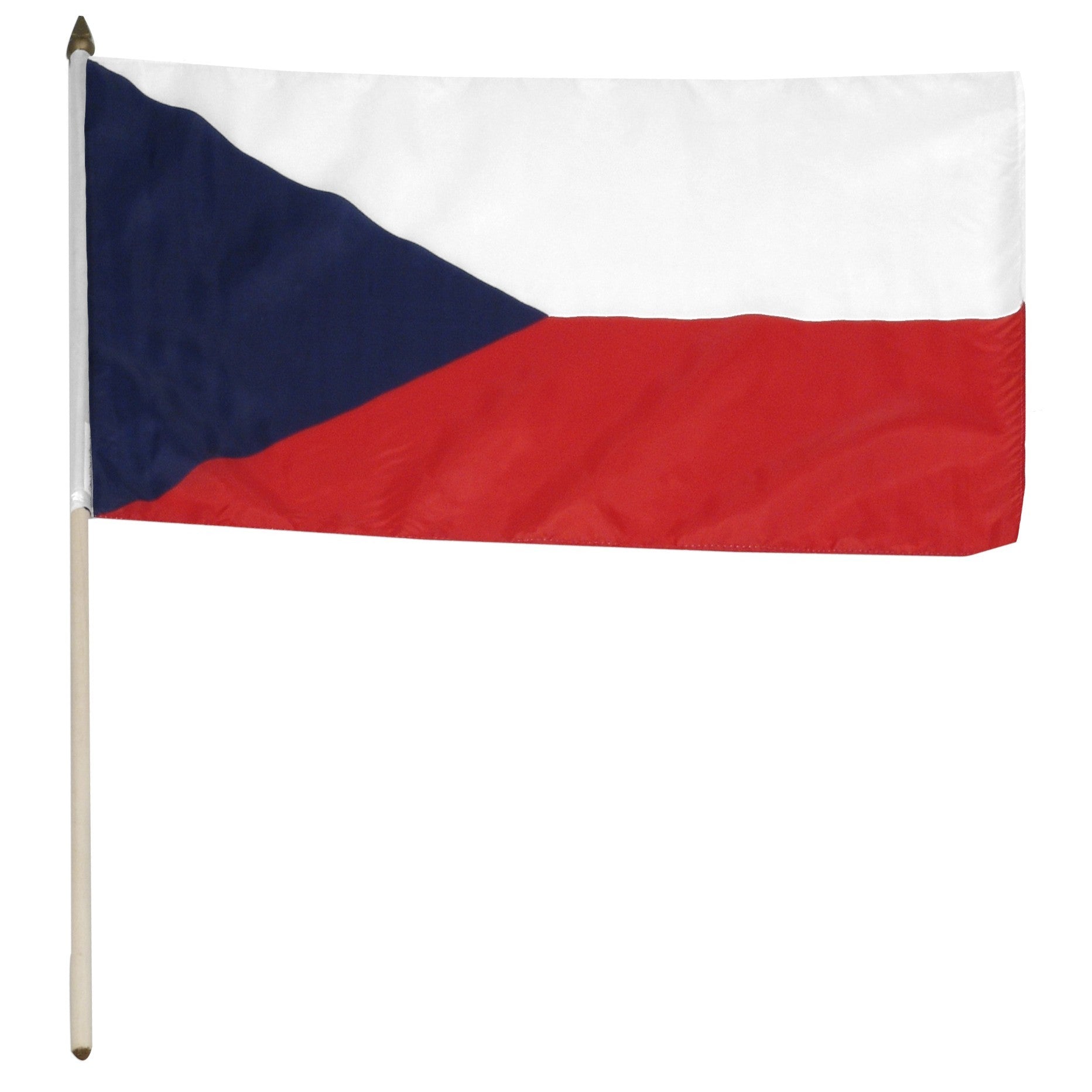 Czech Republic 12in x 18in Mounted Stick Flag
