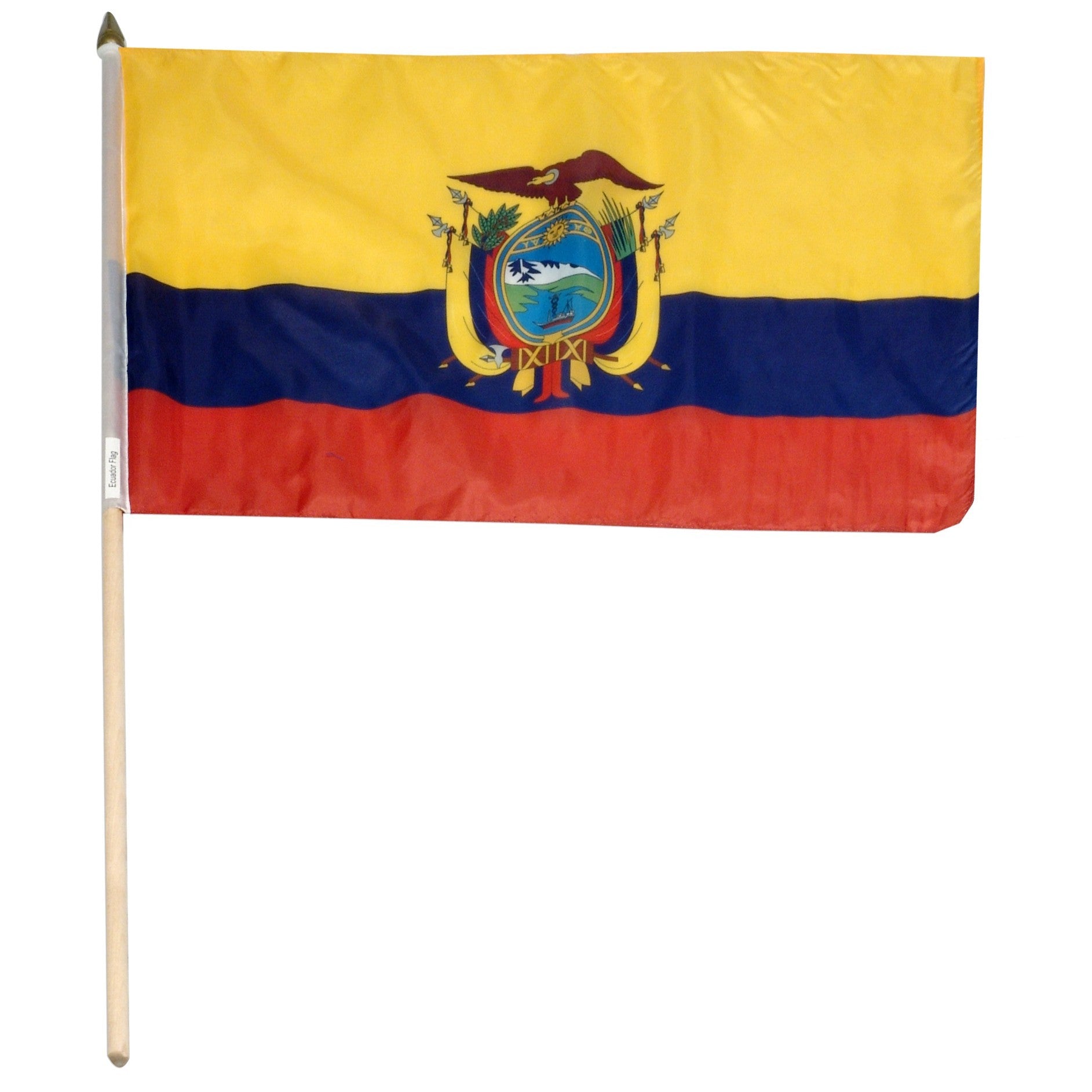 Ecuador with Seal 12in x 18in Mounted Stick Flag