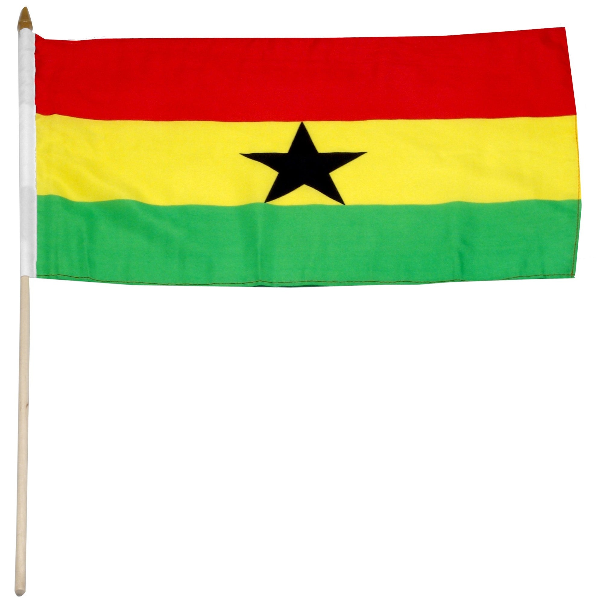 Ghana 12in x 18in Mounted Stick Flag