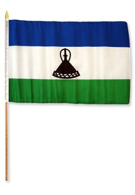 Lesotho 12in x 18in Mounted Flag