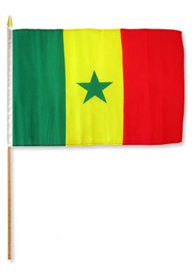Senegal 12in x 18in Mounted Stick Flag