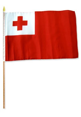 Tonga 12in x 18in Mounted Flag