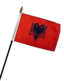 Albanian Country Flag 4in x 6in Mounted Stick Flags