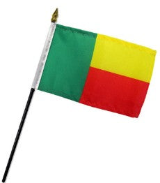 Banderas de país montadas en palo de Benín de 4 x 6 pulgadas