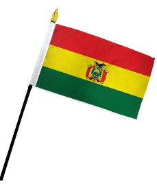 Bolivia 4in x 6in Mounted Stick Flags