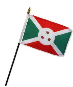Burundi 4in x 6in Mounted Stick Flags