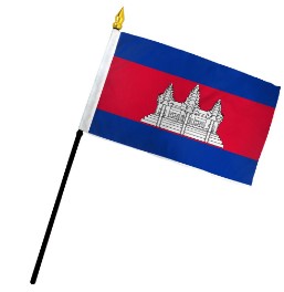 Cambodia 4in x 6in Mounted Stick Flags