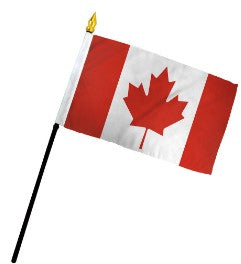 Banderas canadienses de desfile de palos montados de 4 x 6 pulgadas de Canadá