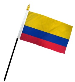 Banderas de palo montadas de Colombia de 4 x 6 pulgadas