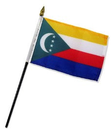 Banderas de palo montadas de Comoras de 4 x 6 pulgadas