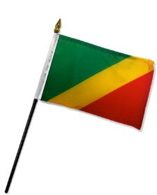 Banderas de palo montadas de la República del Congo de 4 x 6 pulgadas