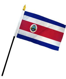 Banderas de palo montadas de Costa Rica de 4 x 6 pulgadas