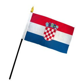 Croatia 4in x 6in  Mounted Stick Flags
