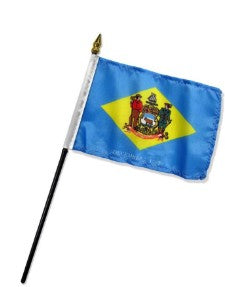 Banderas de mano de palo montadas de Delaware de 4 x 6 pulgadas