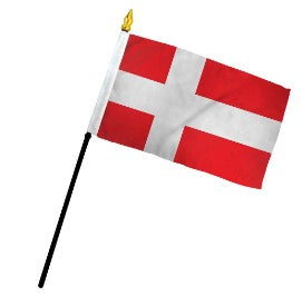 Banderas de palo montadas de Dinamarca de 4 x 6 pulgadas