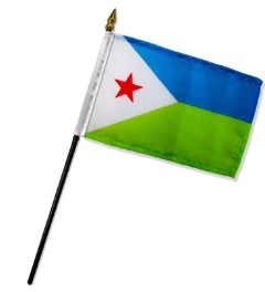 Djibouti 4in x 6in Mounted Stick Flags