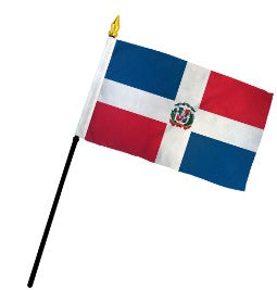 Banderas de palo montadas de República Dominicana de 4 x 6 pulgadas