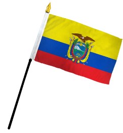Banderas de palo montadas de Ecuador con sello de 4 x 6 pulgadas
