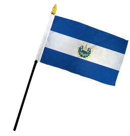 El Salvador 4in x 6in Mounted Stick Flags