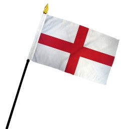 England "Saint George's Cross" 4in x 6in Mounted Stick Flags