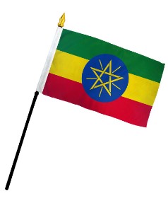 Banderas de palo montadas de Etiopía de 4 x 6 pulgadas