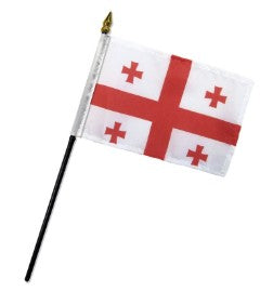 Banderas de mano montadas en palo de la República de Georgia de 4 x 6 pulgadas