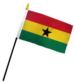 Banderas de palo de mano montadas de Ghana de 4 x 6 pulgadas