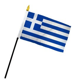 Greece 4in x 6in Mounted Handheld Stick Flags