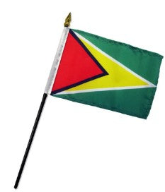 Banderas de palo de mano montadas de Guyana de 4 x 6 pulgadas